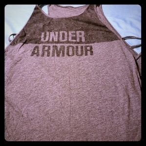 Grey underarmour tank top, cutout sides